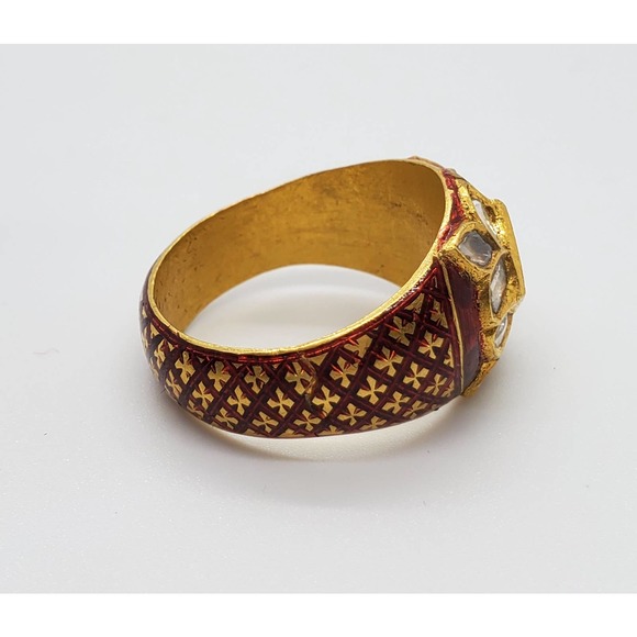 18kt Yellow Gold Mughal Rose Cut Diamond Ring - Picture 4 of 6